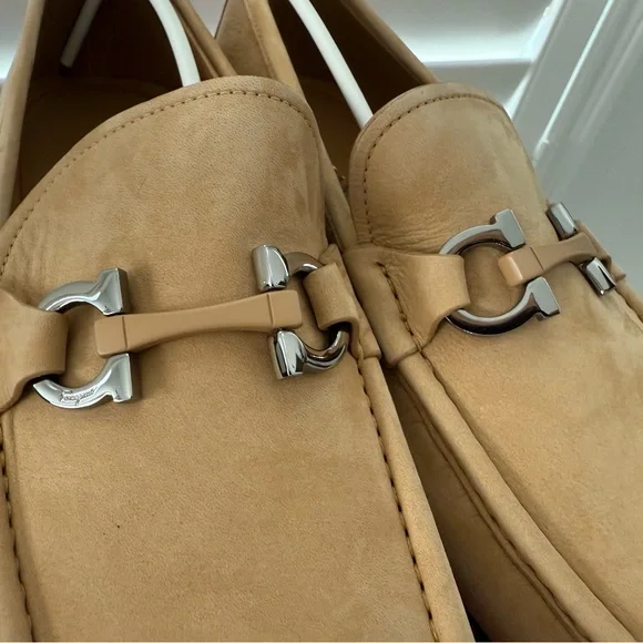 Salvatore Ferragamo Grandioso Suede Loafer camel color Men's size 12E. Ret. $850